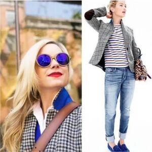 J. Crew Houndstooth Blazer with Blue Accents